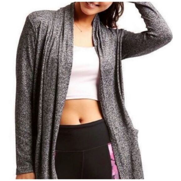 ATHLETA pose wrap open cardigan drape pockets heather grey - Picture 6 of 6